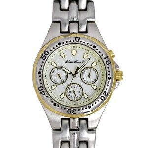 Eddie Bauer Men's Diver Wrist Watch Day Date Light All Steel Bracelet 39mm